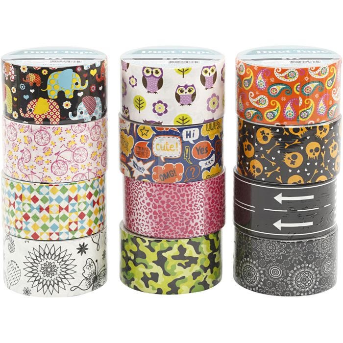 Nastro adesivo, Modellato, L: 48 mm, colori asst., 12x5 m/ 1 conf.