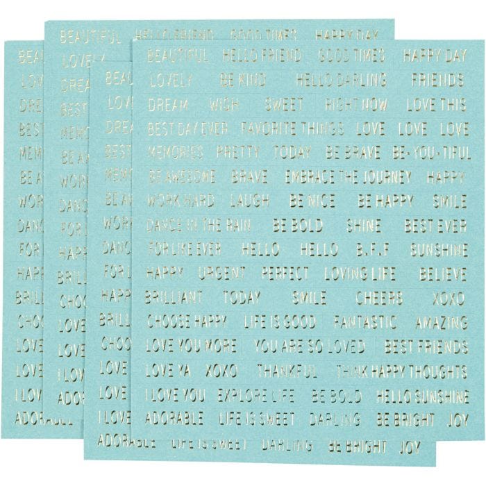 Stickers, foglio 10x11,5 cm, turchese, 4 pz/ 1 conf.