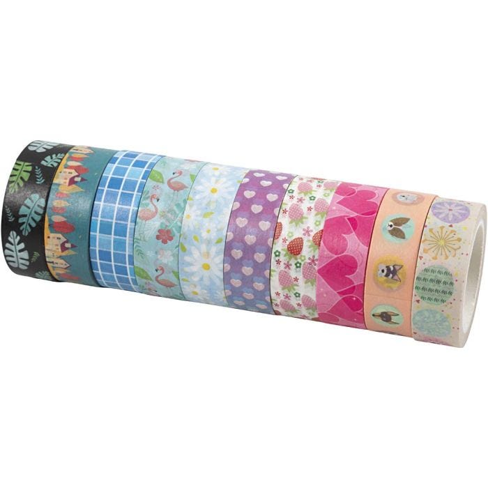 Washi Tape, L: 15 mm, 10x10 m/ 1 conf.
