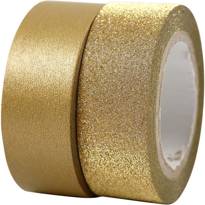Nastro adesivo decorato, L: 15 mm, oro, 2 rot./ 1 conf.