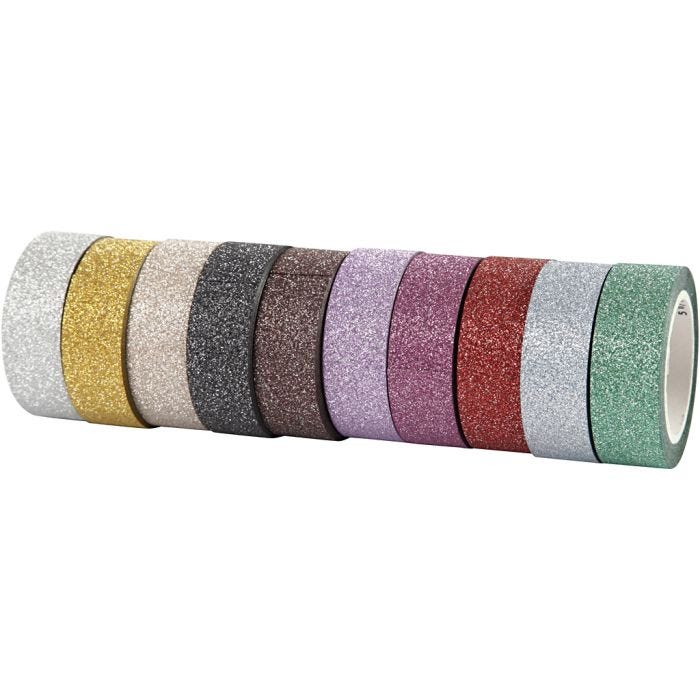 Nastro adesivo fantasia, L: 15 mm, colori asst., 10x6 m/ 1 conf.