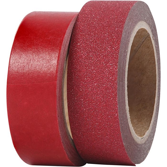 Nastro adesivo decorato, L: 15 mm, rosso, 2 rot./ 1 conf.