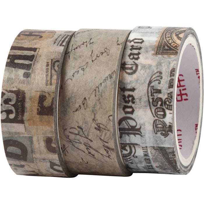 Washi Tape , Lettera,corrispondenza, L: 5 M, L: 15 mm, 3rot./ 1 conf.