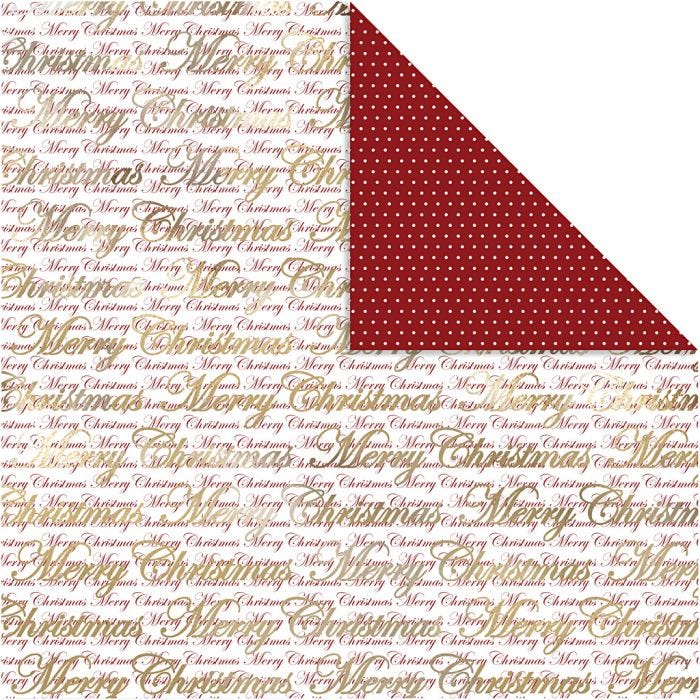 Carta fantasia, glædelig jul e pois, foglio 30,5x30,5 cm, 180 g, oro, 3 fgl./ 1 conf.