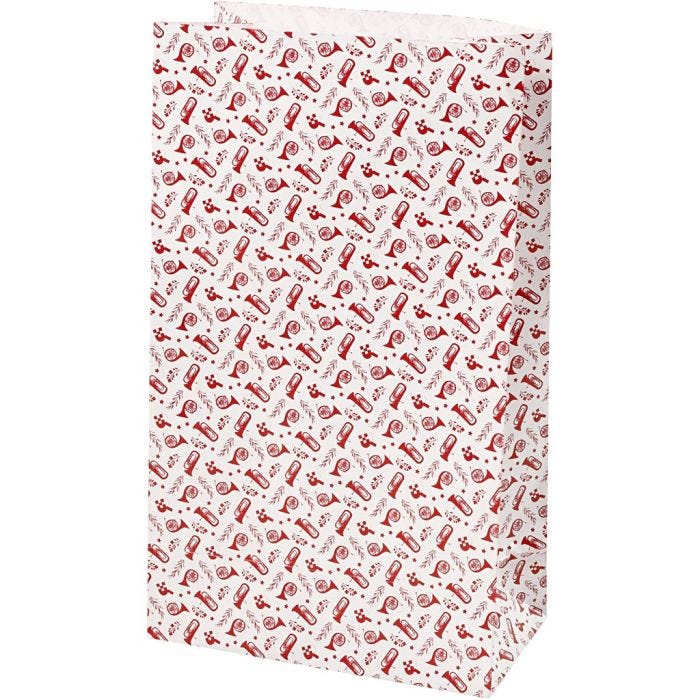 Buste carta, tromba, H: 21 cm, misura 6x12 cm, 80 g, rosso, bianco, 8 pz/ 1 conf.