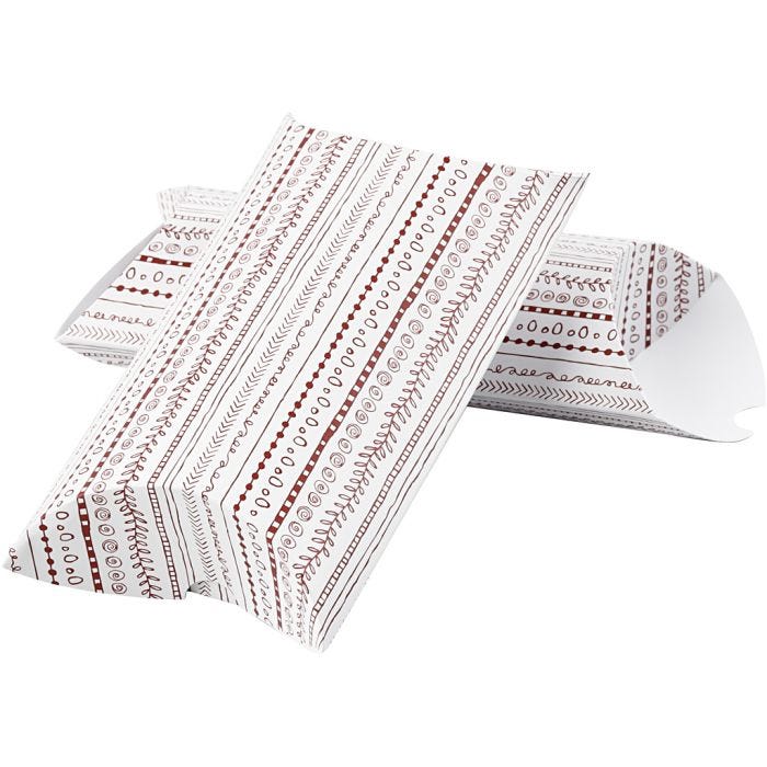 Scatola regalo pieghevole, scarabocchi, misura 18x15x6 cm, 300 g, rosso, 3 pz/ 1 conf.