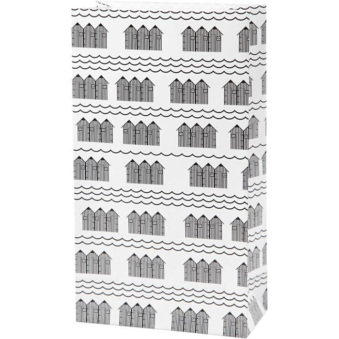 Buste carta, H: 21 cm, misura 6x12 cm, 80 g, nero, bianco, 10 pz/ 1 conf.