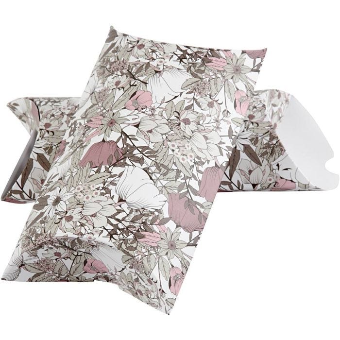 Scatola regalo pieghevole, fiori, misura 18x15x6 cm, 300 g, marrone, 3 pz/ 1 conf.