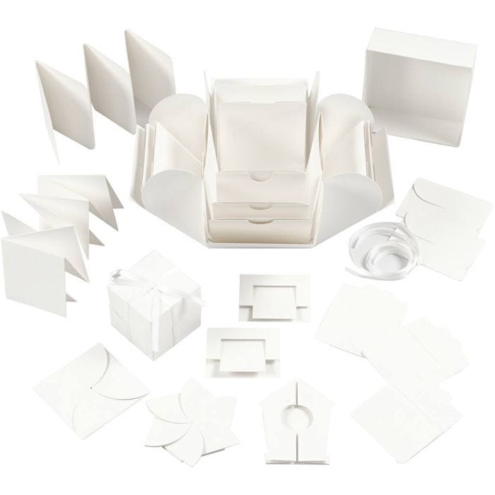 Explosion Box, misura 7x7x7,5+12x12x12 cm, avorio, 1 pz