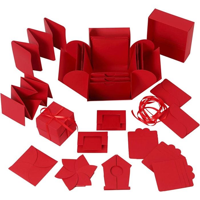 Explosion Box, misura 7x7x7,5+12x12x12 cm, rosso, 1 pz