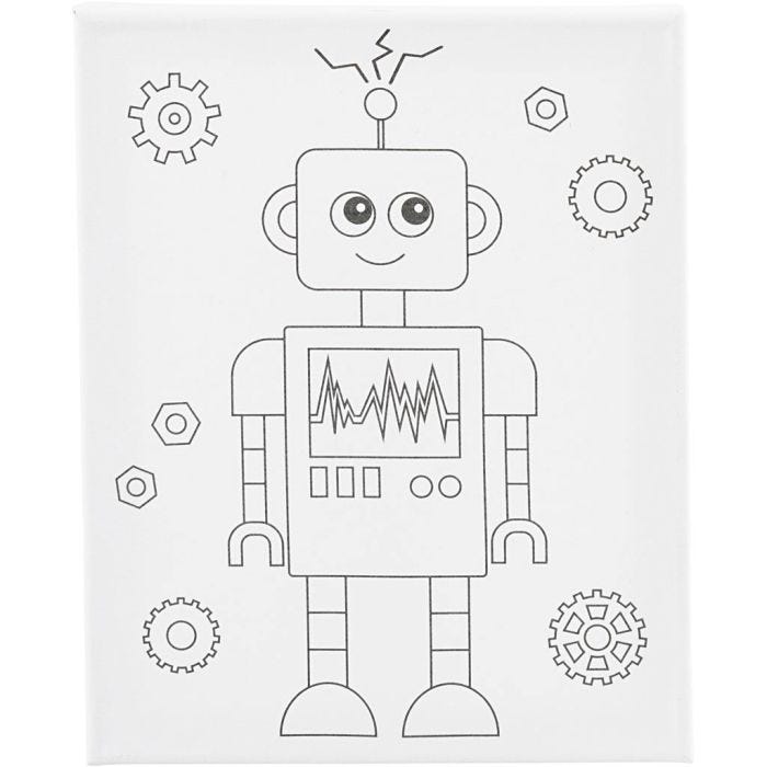 Tela da pittura con stampa, Robot, P: 1,6 cm, misura 24x30 cm, 360 g, 1 pz