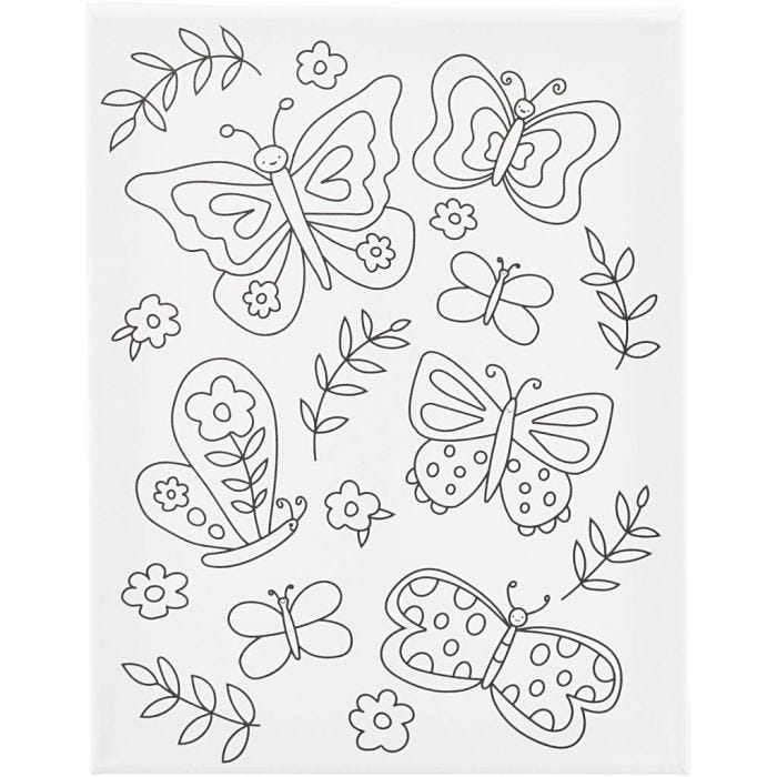 Tela da pittura con stampa, Farfalle, P: 1,6 cm, misura 24x30 cm, 360 g, 1 pz