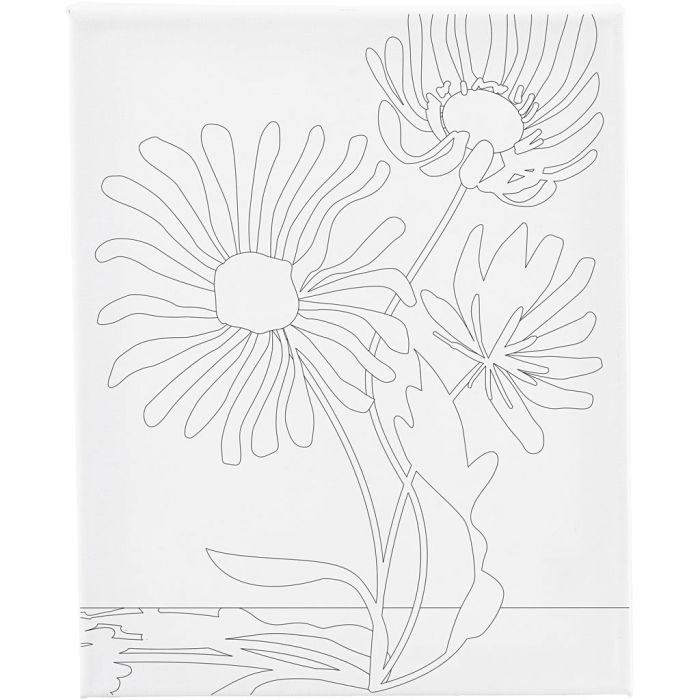 Tela da pittura con stampa, Fiori grandi, P: 1,6 cm, misura 24x30 cm, 360 g, 1 pz