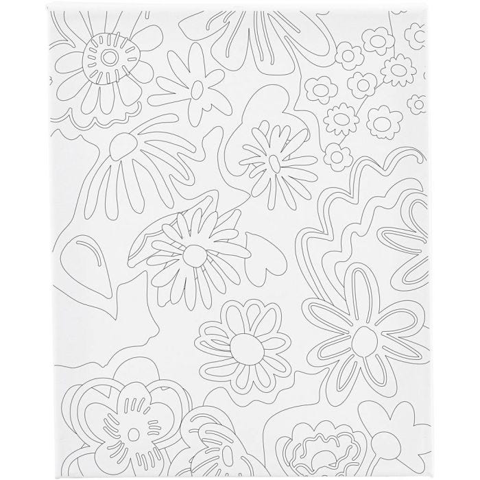 Tela da pittura con stampa, Fiori, P: 1,6 cm, misura 24x30 cm, 360 g, 1 pz