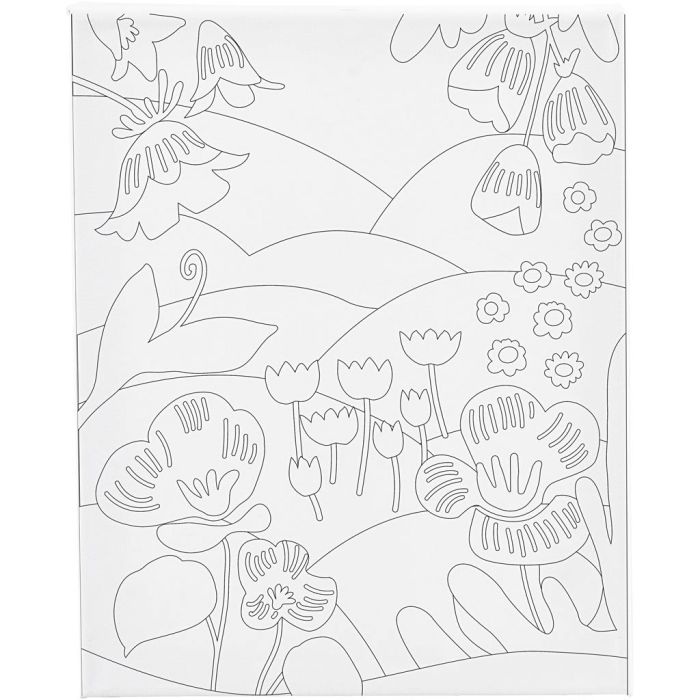 Tela da pittura con stampa, Paesaggio floreale, P: 1,6 cm, misura 24x30 cm, 360 g, 1 pz