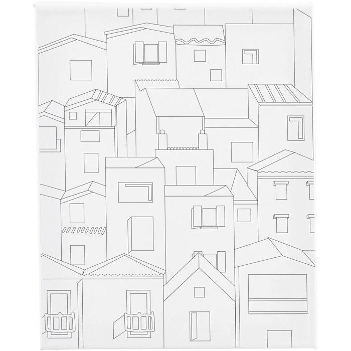 Tela da pittura con stampa, Città, P: 1,6 cm, misura 24x30 cm, 360 g, 1 pz