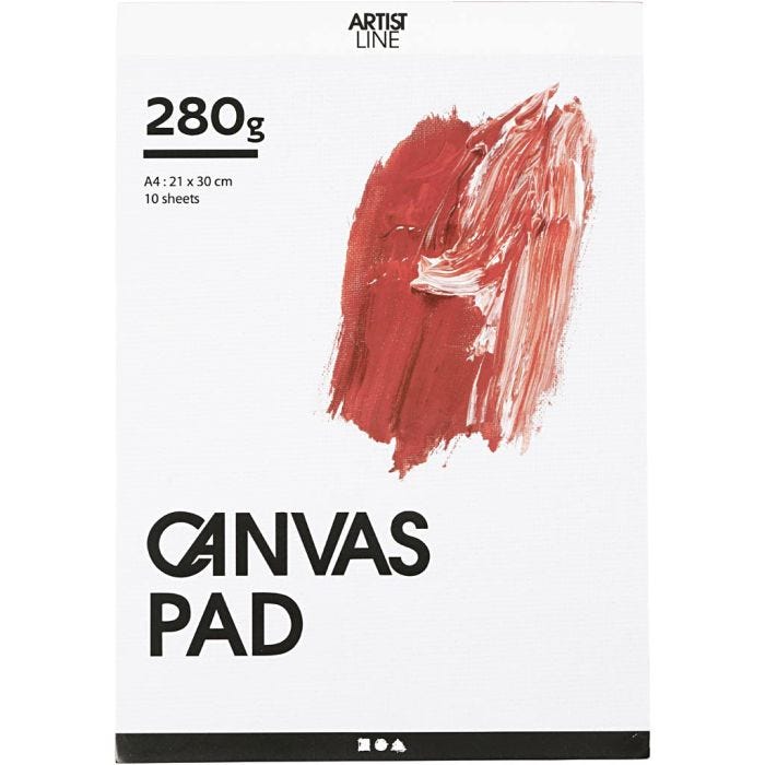 Blocco tela, A4, foglio 210x297 mm, 280 g, bianco, 10 fgl./ 1 pz