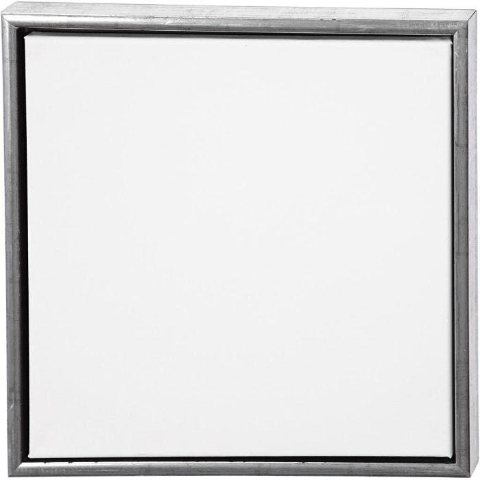 Tela con cornice, misura 40x40 cm, 360 g, argento antico, bianco, 1 pz