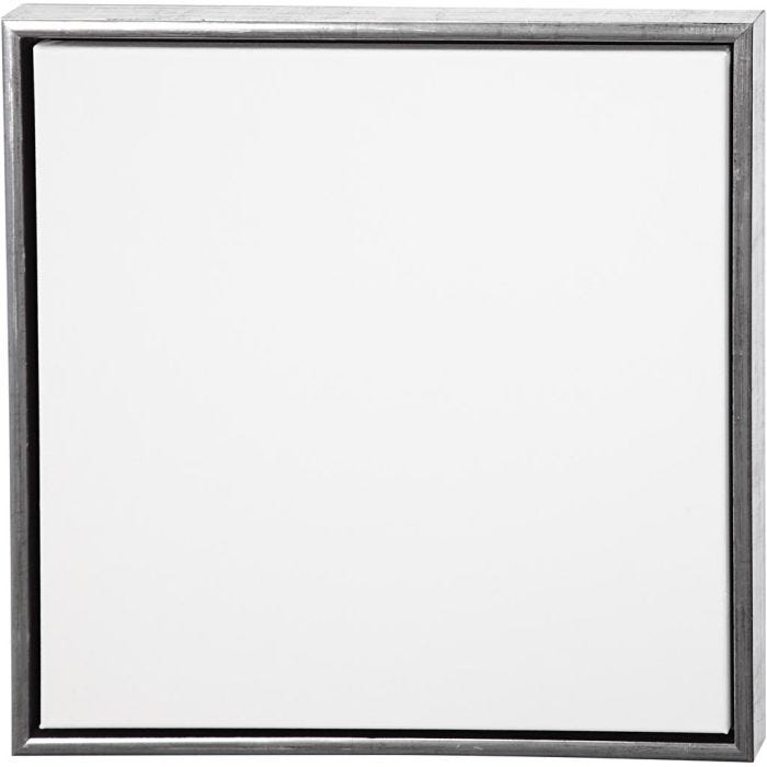 Tela con cornice, misura 50x50 cm, 360 g, argento antico, bianco, 1 pz