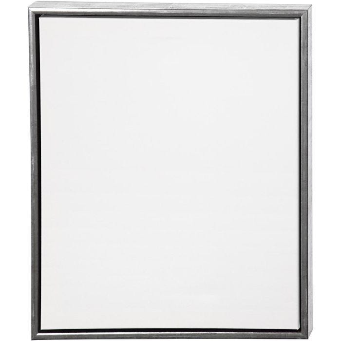 Tela con cornice, misura 50x60 cm, 360 g, argento antico, bianco, 1 pz