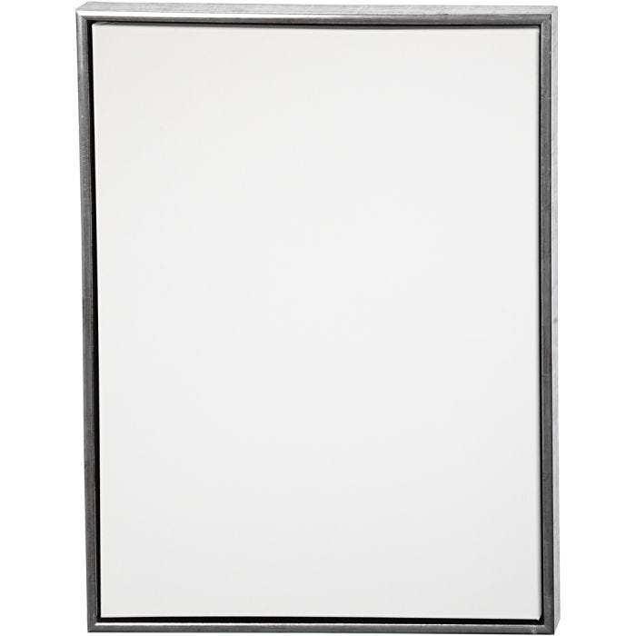 Tela con cornice, misura 60x80 cm, 360 g, argento antico, bianco, 1 pz