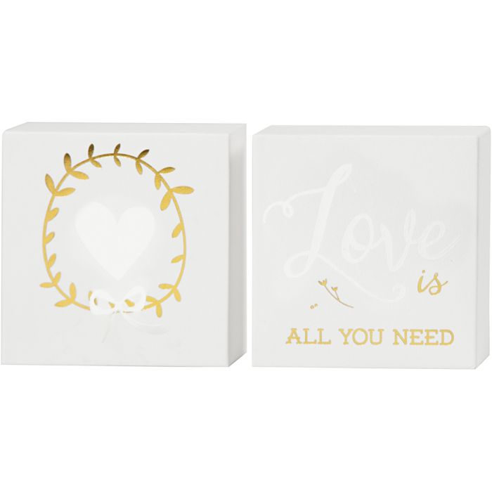 Tele con motivi dorati , H: 10,16 cm, P: 2,54 cm, L: 10,16 cm, bianco, 2 pz/ 1 conf.