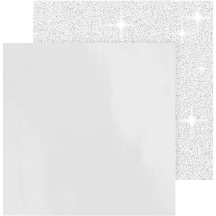 Carta fantasia, foglio 30,5x30,5 cm, 120+128 g, bianco, 2 fgl./ 1 conf.
