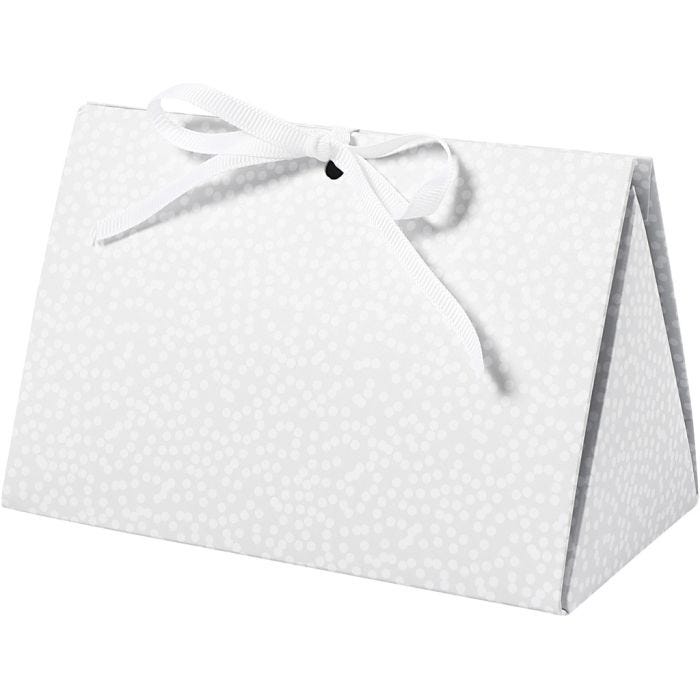 Scatola regalo pieghevole, pois, misura 15x7x8 cm, 250 g, grigio, 3 pz/ 1 conf.