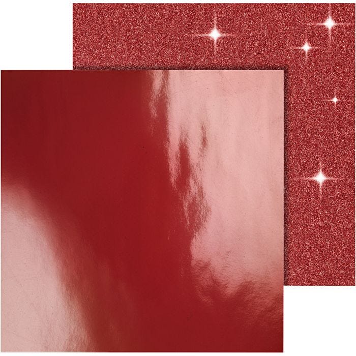 Carta fantasia, foglio 30,5x30,5 cm, 120+128 g, rosso, 2 fgl./ 1 conf.