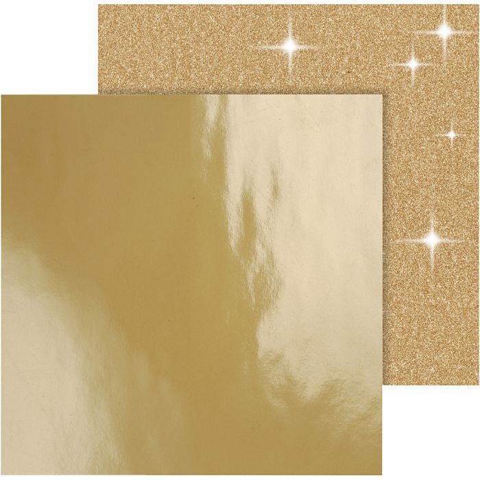 Carta fantasia, foglio 30,5x30,5 cm, 120+128 g, oro, 2 fgl./ 1 conf.