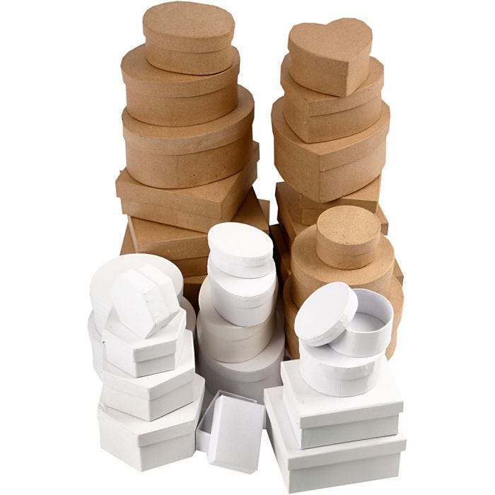 Scatole, misura 6,5-18 cm, marrone, bianco, 30 pz/ 1 set