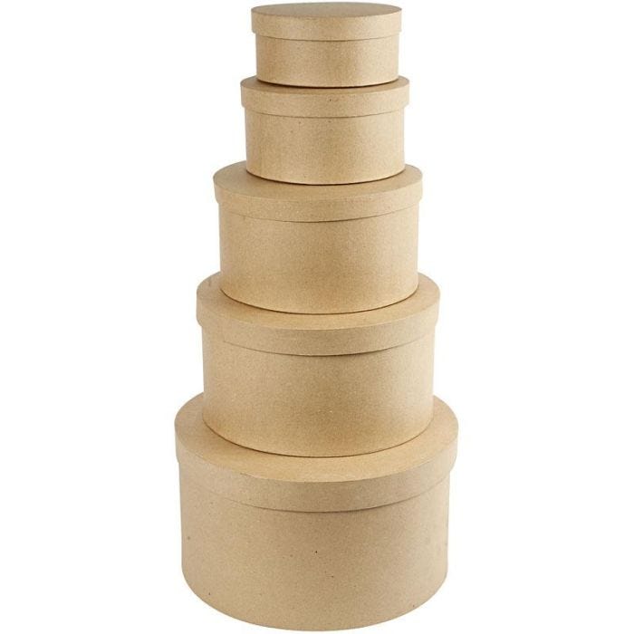 Cappelliere Rotonde, H: 8+10+13+15+19 cm, diam 16,5+18,5+24+28,5+35,5 cm, 5 pz/ 1 set