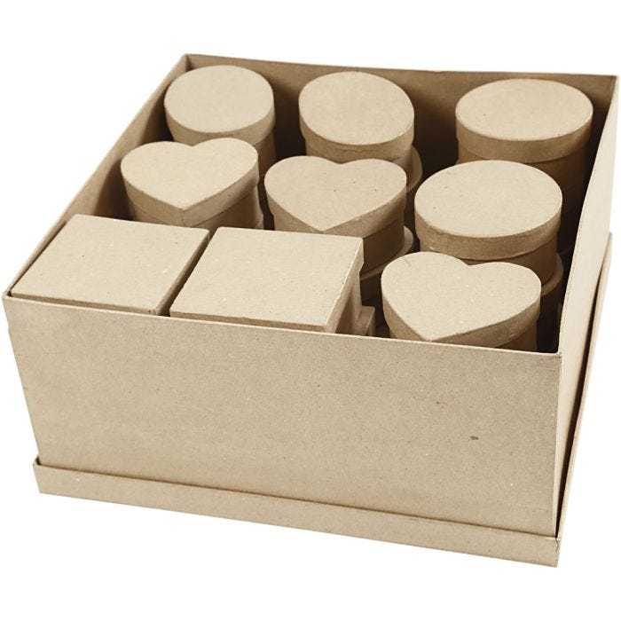 Scatole medie, H: 5 cm, diam 10-12 cm, 28 pz/ 1 conf.