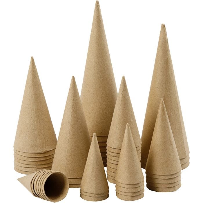 Coni, H: 8-20 cm, diam 4-8 cm, 50 pz/ 1 conf.