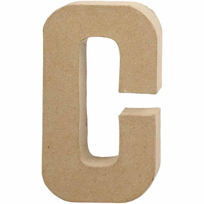 Lettera, C, H: 20,5 cm, L: 11,5 cm, spess. 2,5 cm, 1 pz