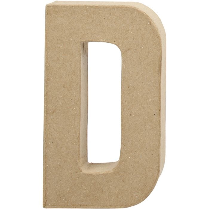 Lettera, D, H: 20,2 cm, L: 11,5 cm, spess. 2,5 cm, 1 pz