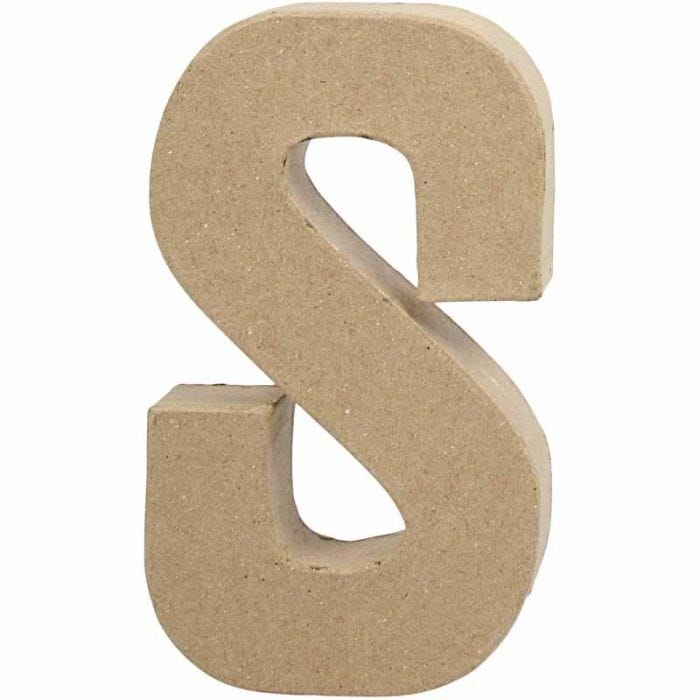Lettera, S, H: 20,3 cm, L: 11,4 cm, spess. 2,6 cm, 1 pz