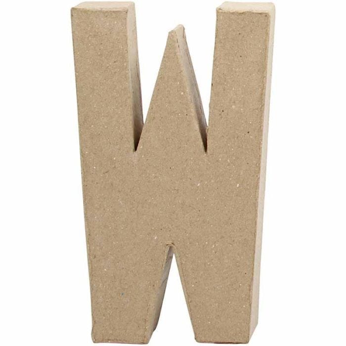 Lettera, W, H: 20,3 cm, L: 11,4 cm, spess. 2,5 cm, 1 pz