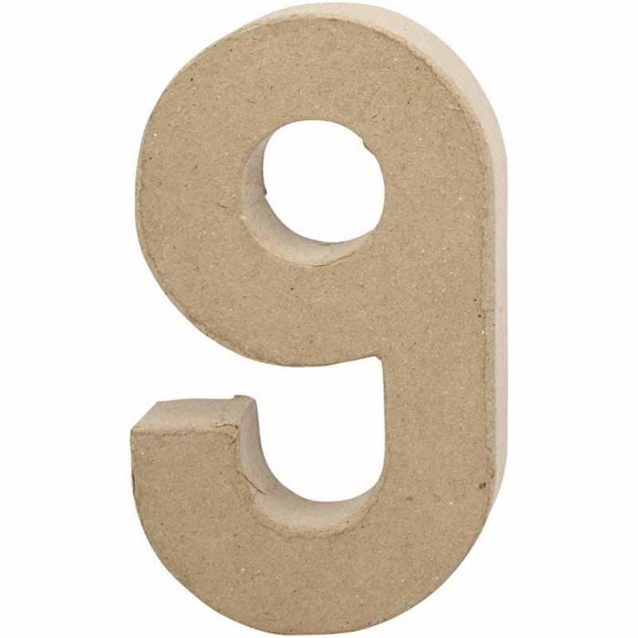 Numero, 9, H: 20,5 cm, L: 12 cm, spess. 2,7 cm, 1 pz