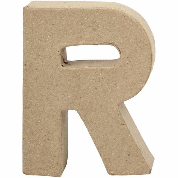 Lettera, R, H: 10 cm, L: 7,5 cm, spess. 1,7 cm, 1 pz
