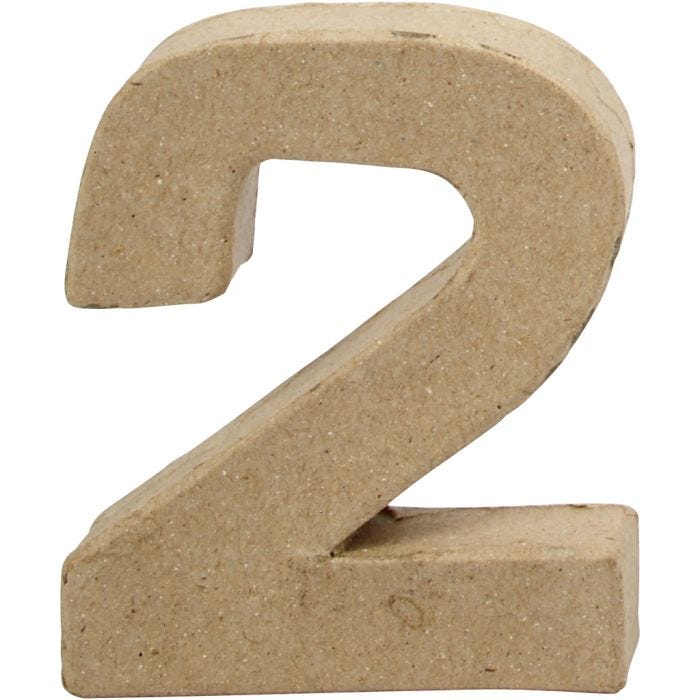 Numero, 2, H: 10 cm, L: 8,3 cm, spess. 1,7 cm, 1 pz