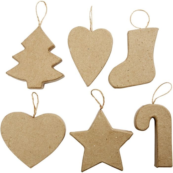 Decorazioni di Natale, H: 7+8 cm, 6 pz/ 1 conf.