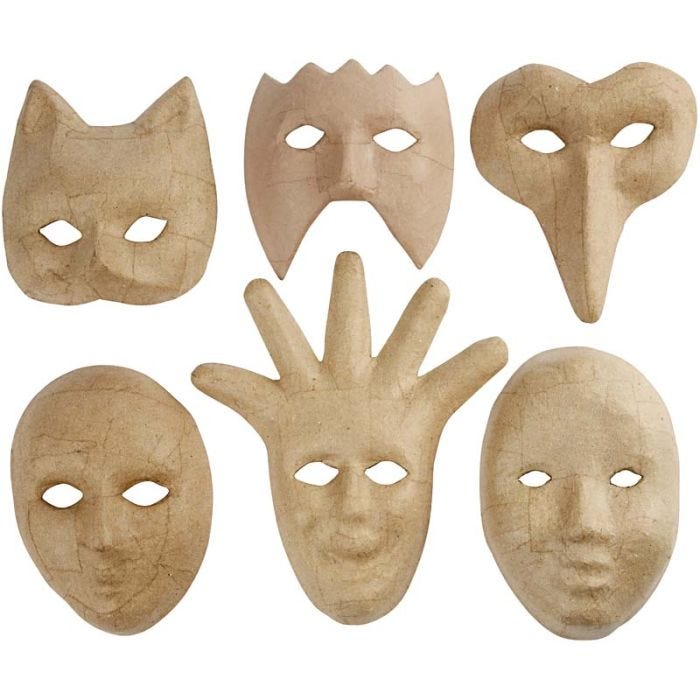 Maschere, H: 12-21 cm, 6 pz/ 1 conf.