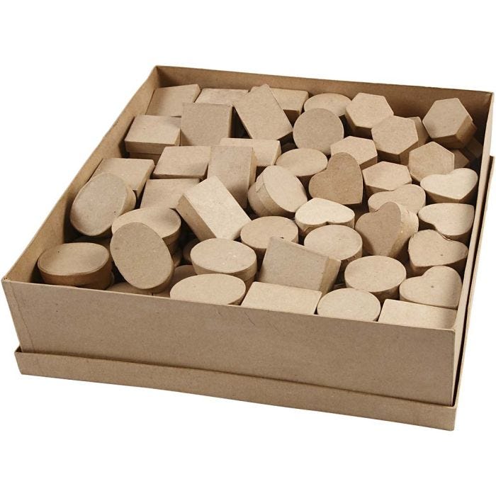 Mini scatole, H: 3 cm, diam 4-6 cm, 144 pz/ 1 conf.