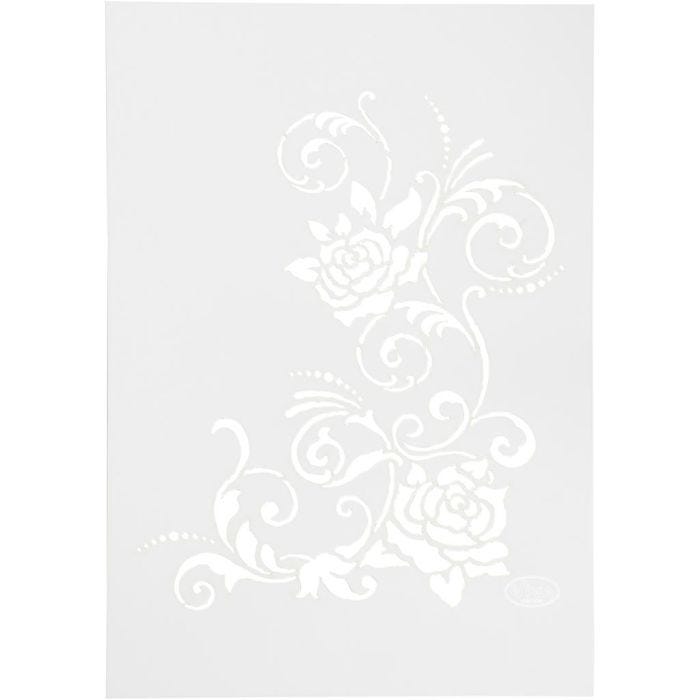 Stencil , fiori, A4, foglio 210x297 mm, 1 pz