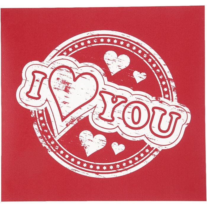 Scheda stencil, I love you, foglio 20x22 cm, 1 fgl.