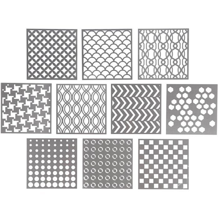 Stencil, misura 15x15 cm, spess. 0,31 mm, 10 fgl./ 1 conf.