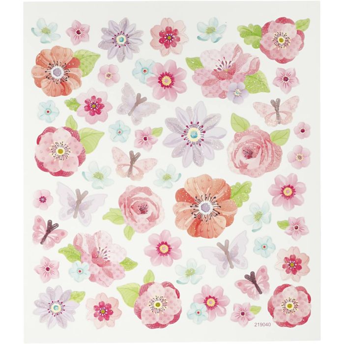 Adesivi, fiori di primavera, foglio 15x16,5 cm, 1 fgl.