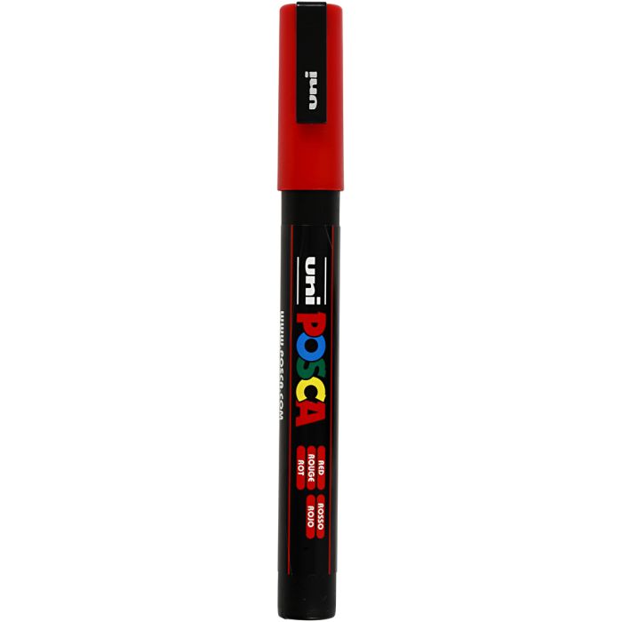 Pennarello Posca, dim. PC-3M, ampiezza tratto 0,9-1,3 mm, fine, rosso, 1 pz