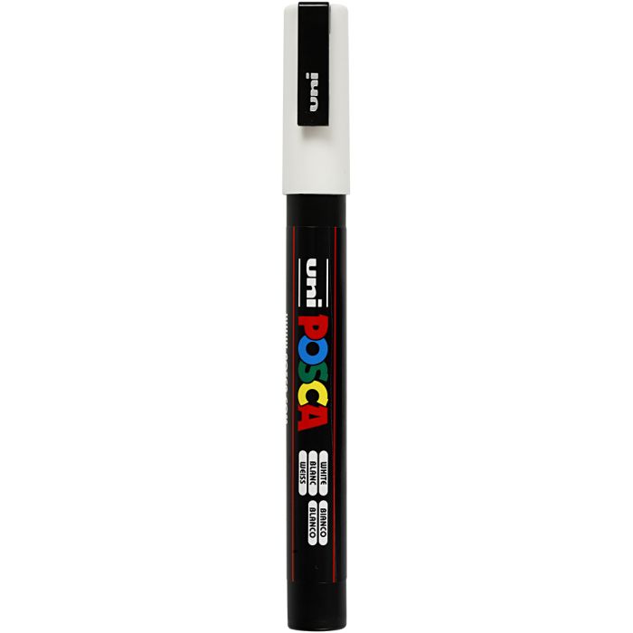 Pennarello Posca, dim. PC-3M, ampiezza tratto 0,9-1,3 mm, fine, bianco, 1 pz